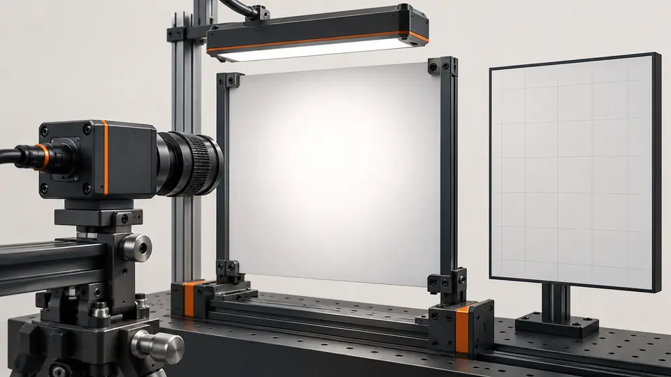 Calibrate flat-field shading without hiding bad data — Illustrative engineering scene, not a photograph of a validated Deyi installation.