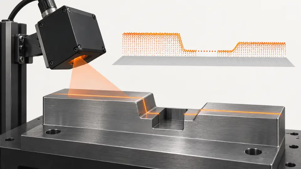 Check laser-profile datum and missing-data behavior — Illustrative engineering scene, not a photograph of a validated Deyi installation.