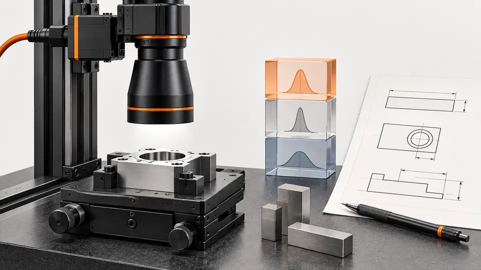 Build a vision-measurement uncertainty worksheet — Illustrative engineering scene, not a photograph of a validated Deyi installation.