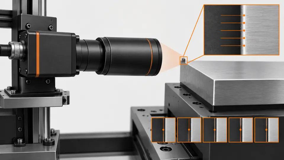 Test subpixel edge repeatability separately from bias — Illustrative engineering scene, not a photograph of a validated Deyi installation.