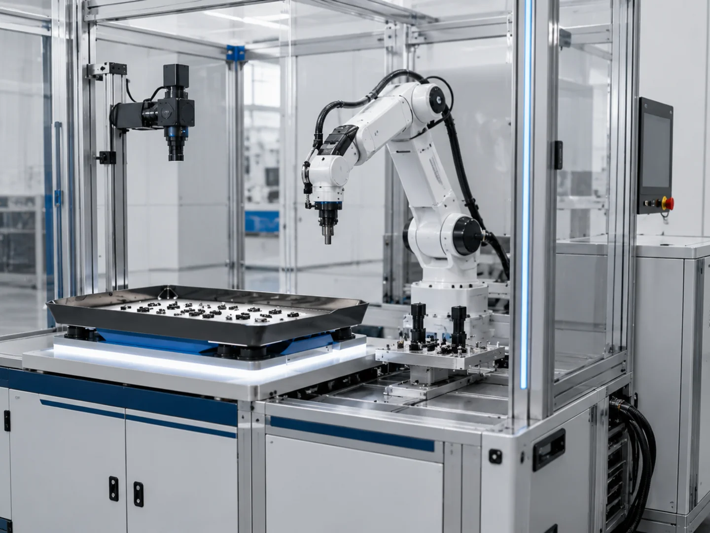 DEYI flexible feeding workstation with feeder, vision camera and robot loading cell