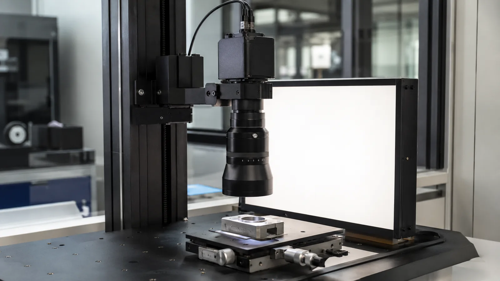 Telecentric lens product photo explaining measurement optics basics